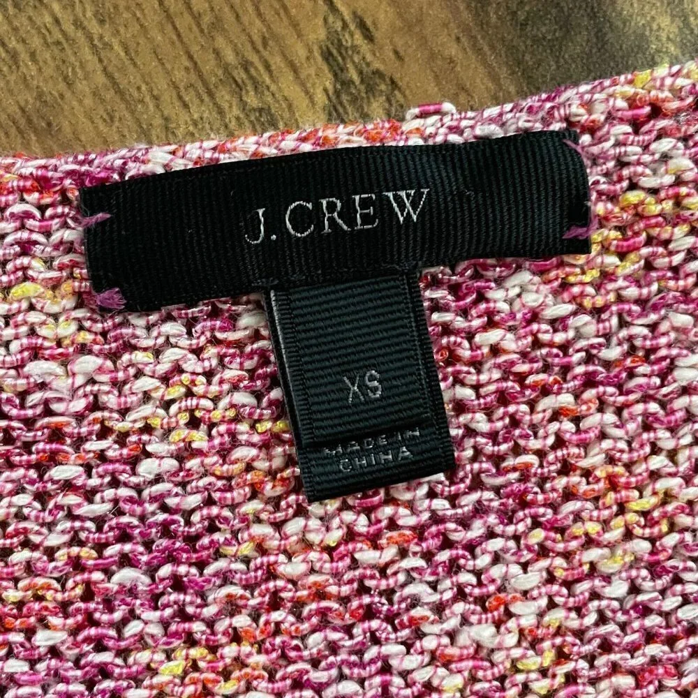 J Crew Flared Sleeve Marled Knit Swing Sweater Womens Sz XS Primrose Pink Vneck